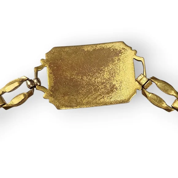 Sigma Phi Epsilon Chain Bracelet Satin Gold Plated Vintage Fraternity Shield 7" - Picture 6 of 10